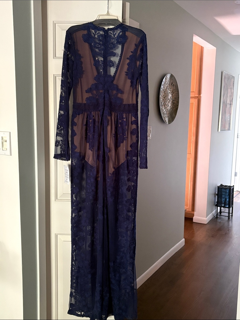 For Love And Lemons Navy Lace Maxi Slip Dress - Picture 7 of 10